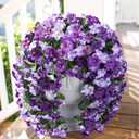 9 x HyeFlora Artificial Flowers for Outdoors, 2pcs Faux Hanging Morning Glory Silk Fake Flowers Lifelike Artificial Plants UV Resistant Flowers for Outside Planter Patio Garden Porch Decor (Purple)