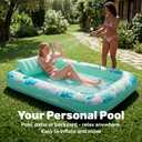 SLOOSH Inflatable Tanning Pool Lounger Float,85" x 57" Extra Large Pool Floats Adult with Pillow,4 in 1 Suntan Tub Raft Floatie,Sunbathing Bed Lounge Blow Up Ball Pit Party Gifts,XL-Cyan White