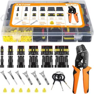 ANTOM 709PCS Water Proof Wire Connectors 43 Kits-1/2/3/4/5/6 Pin Automotive Electrical Connectors-with Ratcheting Wire Crimper-Waterproof Connectors for Wiring