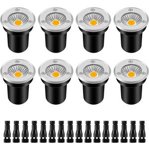 ZUCKEO Low Voltage Landscape Lights LED Well Lights 3W 12V-24V in Ground Light IP67 Waterproof Outdoor Low Voltage Landscape Lighting for Floor Driveway Deck Step Garden (8 Pack Warm White)