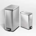Home Zone Living 8 Gallon and 3 Gallon Slim Stainless Steel Trash Can Combo Set with Soft-Close Lid and Bag Tuck Design, Silver