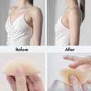 Adhesive Bra Strapless Backless Push‑Up Silicone Sticky Bra Reusable Invisible Seamless Bra for Women Light Nude