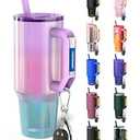 Thicc Buddy - 40 oz Stainless Steel Vacuum Insulated Tumbler with Lid and Straw for Water - Travel Mug Cupholder Friendly - Gifts for Women Men Him Her (Cotton Candy)