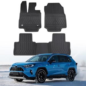 Car Floor Mats for Toyota RAV4: 2019 2020 2021 2022 2023 2024 2025, All Weather Rubber Floor Liners Custom Fit for Toyota RAV 4 Accessories Front Rear Carpet 5 Seat (3PCS Black)