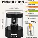 ZMOL Electric Pencil Sharpener for Kids - 3 Modes, Battery Powered & USB, Tungsten Steel, Fast Sharpening for Colored Pencil No.2, Classroom Office Home, 6-8mm, Black