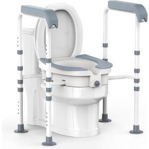 Raised Toilet Seat with Handles,Toilet Seat Risers for Seniors Elevated Toilet Seat for Elderly,Fit Any Toilet