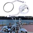 Chrome Motorcycle Round Sportster Mirrors Rear View Compatible with Harley Davidson Fatboy Dyna Street Glide Road King Softail, Small
