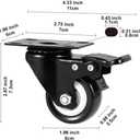 2" Caster Wheels Set of 8, Heavy Duty Casters with Brake, No Noise Locking Casters with Polyurethane (PU) Wheels, Swivel Plate Castors Pack of 8