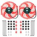 10 Inch Universal Slim Fan Push Pull Electric Radiator 12V 80W 800 CFM Electric Auto Engine Radiator Cooling Fan Mount Kit Red,2 Pack