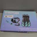 Zenoplige Mask Fins Snorkel Set, Snorkeling Gear for Adults, Panoramic View Snorkel Mask Anti-Fog, Adjustable Dive Flippers, Dry Top Snorkel and Travel Bag, Scuba Gear for Swimming Snorkeling Diving (Large-X-Large, Blue Black)