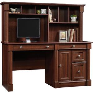 Sauder Palladia Computer Desk with Hutch, Large Storage and File Drawer, Home Office Desk - Select Cherry Finish