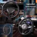 Aimato Car Steering Wheel Cover 2 Piece Non-Slip Clip on Microfiber Leather Steering Wheel Cover,Ultra-Thin Breathable,Universal Fit 14.5"-15" Wheel,Black