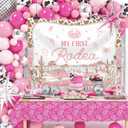 3 x 7x5ft My First Rodeo Backdrop for Gril Pink Cowgirl 1st Birthday Background, Western Cowboy Theme Girl Birthday Party Decoration, Rodeo Photo Booth Backdrop