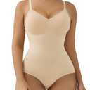 SHAPERX Women's Seamless Shapewear Bodysuit Tummy Control Body Shaper Waist Snatching Body Suit,SZ5213-Beige-L/XL