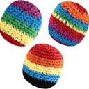SXHATE 3 Pack Crochet Footbags, Random Colors Knitted Kick Sack Balls,