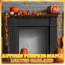 Thanksgiving Garland with Lights 9.84 ft Fall Decor Garland with Artificial Berries Pumpkins Maple Leaves Thanksgiving Decorations for Harvest Party Home Mantel Fireplace Table Wall Decor
