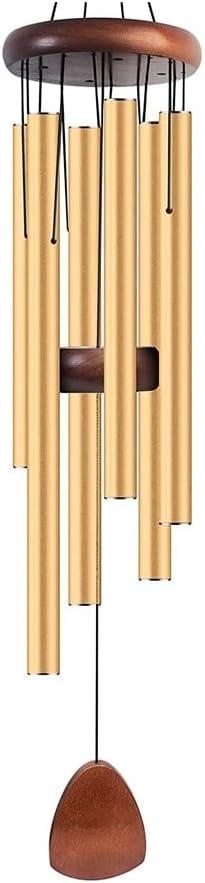 Deep Tone Wind Chimes for Outdoor 6 Heavy Tubes in Gold (37 Inch), Perfect Garden Hanging Dcor or Memorial Sympathy Gift