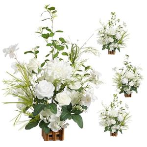 Ling's moment 17.5" Tall Free Standing Artificial Flowers Arrangements 4 pcs Fall Wedding Aisle Runner Chair Decorations Lily of The Valley Ceremony Reception Rose Floral Party Outdoor Centerpieces