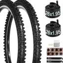yeesport Mountain Bike Tires 24/26x1.95 Bike Tire Tube Set, 2 Pack 24/26 inch Bicycle Tires Tubes Schrader Valve Tire Levers Puncture-Resistant for BMX, Kids Bike