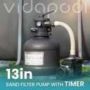 13in Sand Filter Pump for Above Ground Pool with Timer, 2/3 HP 3000 GPH Pool Pumps Above Ground for Pools up to 13,000 Gallons, Pool Sand Filter with 6-Way Valve, Efficient Filtration