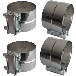 Exhaust Band Clamps 5" Lap Joint - Stainless Steel With 1 Block 4Pcs For 5" Od To 5" Id Exhaust Pipe, Muffler, Elbow And Exhaust Tubing Connection(4 Pack)