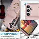 Asuwish Phone Case for Samsung Galaxy S24 5G Wallet Cover with Tempered Glass Screen Protector and RFID Blocking Ring Stand Credit Card Holder Leather Cell Accessories S 24 24S G5 Women Men Rose Gold