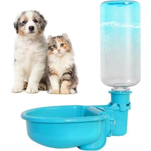 VANNON 16oz Pet Water Bottle, Gravity Dog Water Bowl Dispenser for Cage, Anti-Overflow Water Dispenser for Small Dogs, Cats, Rabbits and Other Small Animals, BPA Free, Gradient Blue