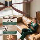 BLNAN 52" Premium Walnut Solid Wood Ceiling Fan with Light - Whisper-Quiet DC Motor, 6 Speeds, 3000K-6000K Dimmable LED, Remote Control with Timer, 2 Downrods for Indoor/Outdoor, A++ Energy Saving