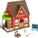 Li'l Woodzeez  Woodland Schoolhouse Dollhouse Playset with 1 Doll Figure, Miniature Furniture & Accessories  Encourages Imaginative Pretend Play for 3+ Years