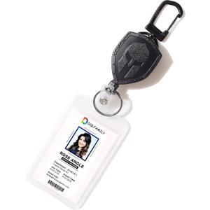 DQL Retractable Carabiner for Keys, Cool Spartan Desgin ID Holder, Heavy Duty Carabiner Badge Reel Keychain with Work Badge Holder (1 Pack)