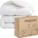 Cobnom Feather and Down Fibres Comforter Queen Size - 100% Organic Cotton, Quill-Free & Ethical, Luxury All Season Duvet Insert (White, 90x90 Inches)