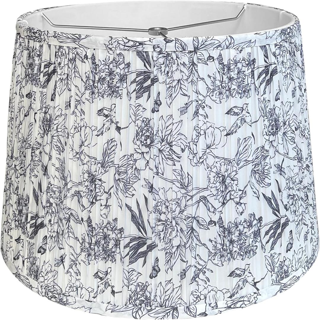 TOOTOO STAR Printed Drum Lamp shades, 12"x14"x9.5" Medium pleated