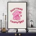 Pink Dog Wall Art - Motivational Positive Affirmations Quote Poster, Cute Animal Print for Kids Bedroom & Nursery Decor, Inspirational 'Everything is Figureoutable' Artwork (30X45cm Framed, colorful)