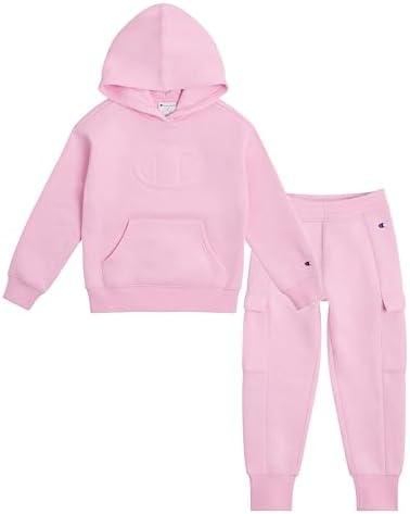 Champion Girls Hoodie and Sweatpant Set for Kids Athletic Fleece Sweatsuit, Size: 5