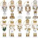 Jetec 10 Pcs Christmas Nutcracker Ornaments Wooden Hanging Decorations 5 Inch Tall Nutcracker Figures Christmas Decorations(Elegant Style)