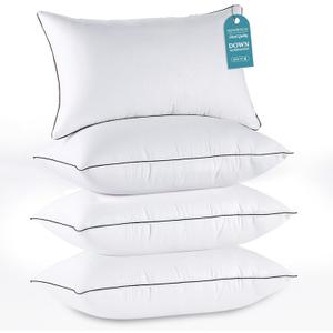 HUXMEYSON King Size Pillows Set of 4, Luxury Hotel Bed Pillows Set with Down Alternative Filling for Side and Back Sleepers (White)