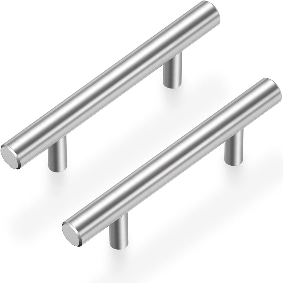 Estmoon 30 Pack Brushed Nickel Cabinet Handles 3 Inch Hole Center Drawer Pulls Stainless Steel Cabinet Pulls Silver Kitchen Handles Cabinet Hardware for Drawers, Cupboards - 5" Length, 3" Hole Center