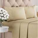 Cal King Size 4 Piece Sheet Set - Comfy Breathable & Cooling Bed Sheets Set - Hotel Luxury Bedding for Women, Men, Kids, Teens, Boys & Girls - Deep Pockets, Ultra-Soft, Wrinkle Free - Oeko-Tex - Beige