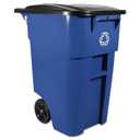 Rubbermaid Commercial Products BRUTE Rollout Trash/Garbage Can/Bin with Wheels, 50 GAL, Blue, for Restaurants/Hospitals/Offices/Back of House/Warehouses