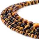 RUBYCA Wholesale Natural Tiger-Eye Gemstone Round Loose Beads for DIY Jewelry Making 1 Strand - 10mm
