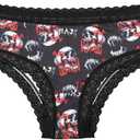 Women's 4 Pack Halloween Graphic Lace Hipster Panties Set Low Rise Underwear Briefs (XL)