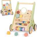 Wooden Baby Walker for 6-12 Months, Montessori Walker Push Toy for Toddlers Learning to Walk, Push Walker Baby Activity Center for Boys and Girls