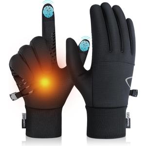 Benirap Winter Gloves for Men Women, Warm Touchscreen Winter Gloves Windproof Non-Slip for Cold Weather Running Cycling Black (Medium)