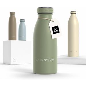 LARS NYSM Stainless Steel Insulated Water Bottle 12oz 17oz 25oz 34oz 51oz | Insulated Thermo Flask for Hot and Cold Beverages | Leakproof Drinking Bottle (Sage Green, 11.9oz) (11.8 Ounces)