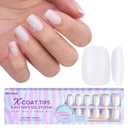 BTArtboxnails XS Short Square Gel Nail Tips - Pre Colored Milky White Soft Gel Nail Tips, Milky White Press on Nails, Natural XCOATTIPS