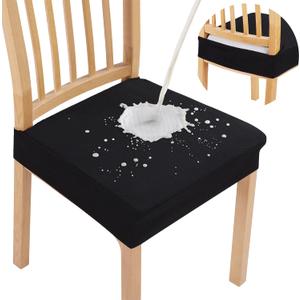 Smiry Waterproof Seat Covers for Dining Room Chairs Set of 8, Stretch Jacquard Removable Washable Chair Seat Slipcovers Protector, No Rear Covers, Black Smiry Waterproof Seat Covers for Dining Room Chairs Set of 8, Stretch Jacquard Removable Washable Chair Seat Slipcovers Protector, No Rear Covers, Black