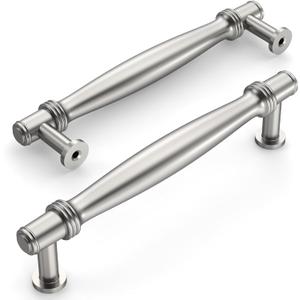 Amerdeco 10 Pack Brushed Satin Nickel Cabinet Pulls 5 Inch(128MM) Hole Centers Kitchen Cabinet Handle Hardware Kitchen Handles for Cabinets Cupboard Handles Drawer Pulls ZH0080