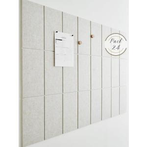 Large Cork Board - Pack of 24 - Black Felt Board Alternative - Bulletin Board Tiles for Office Wall Decor, Push Pin Board Wall Organizer (Ivory Tan)