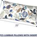 Outdoor Lumbar Pillows 12x20 inch, Rectangle Throw Pillows with Inserts, Decorative Lumbar Cushions for Patio Furniture Garden Couch Home Sofa Office Chair, Pack of 2, Breeze Leaves Beige