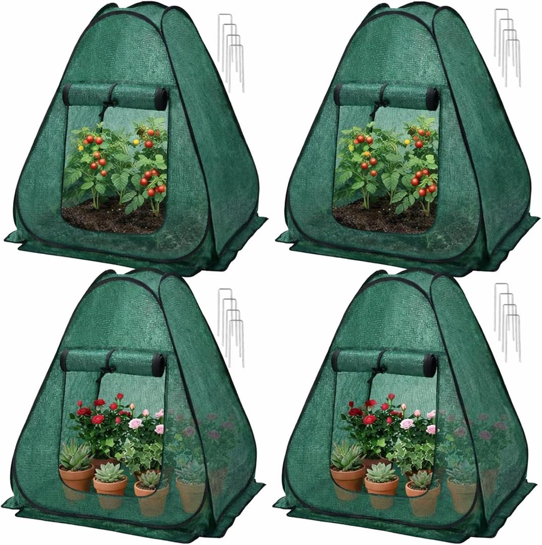 4 Pack Pop up Plant Covers, 36 x 36 x 38 in Garden Netting